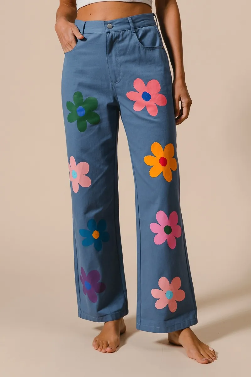 BiBi Flower Print Straight Legs Pants - Image 2