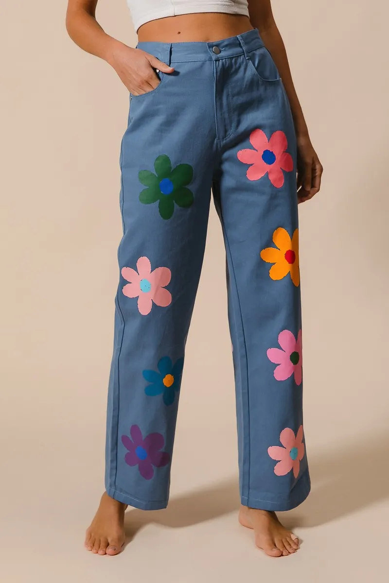 BiBi Flower Print Straight Legs Pants - Image 4