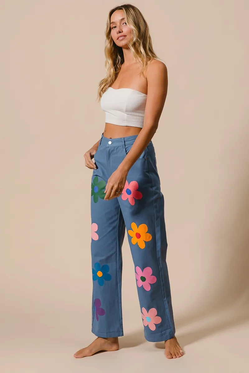 BiBi Flower Print Straight Legs Pants - Image 9