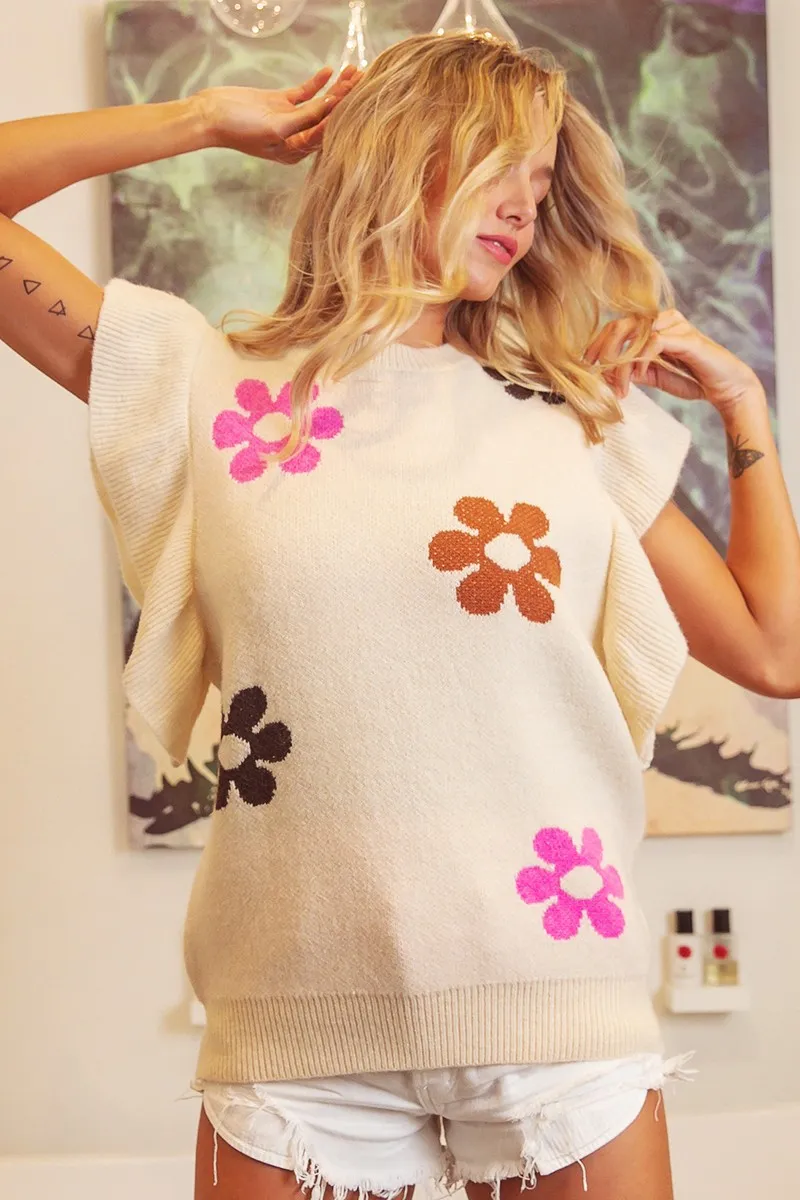 BiBi Flower Printed Ruffled Sleeves Top - Image 8