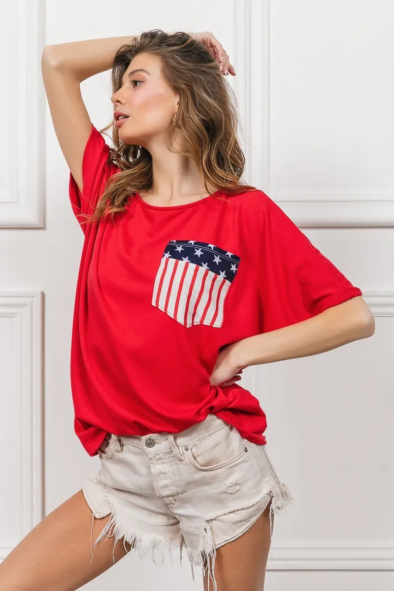 BiBi French Terry With Front Pocket Dolman Sleeves Top - Image 15