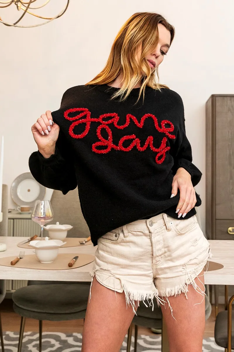 BiBi Game Day Metallic Letter Sweater - Image 3