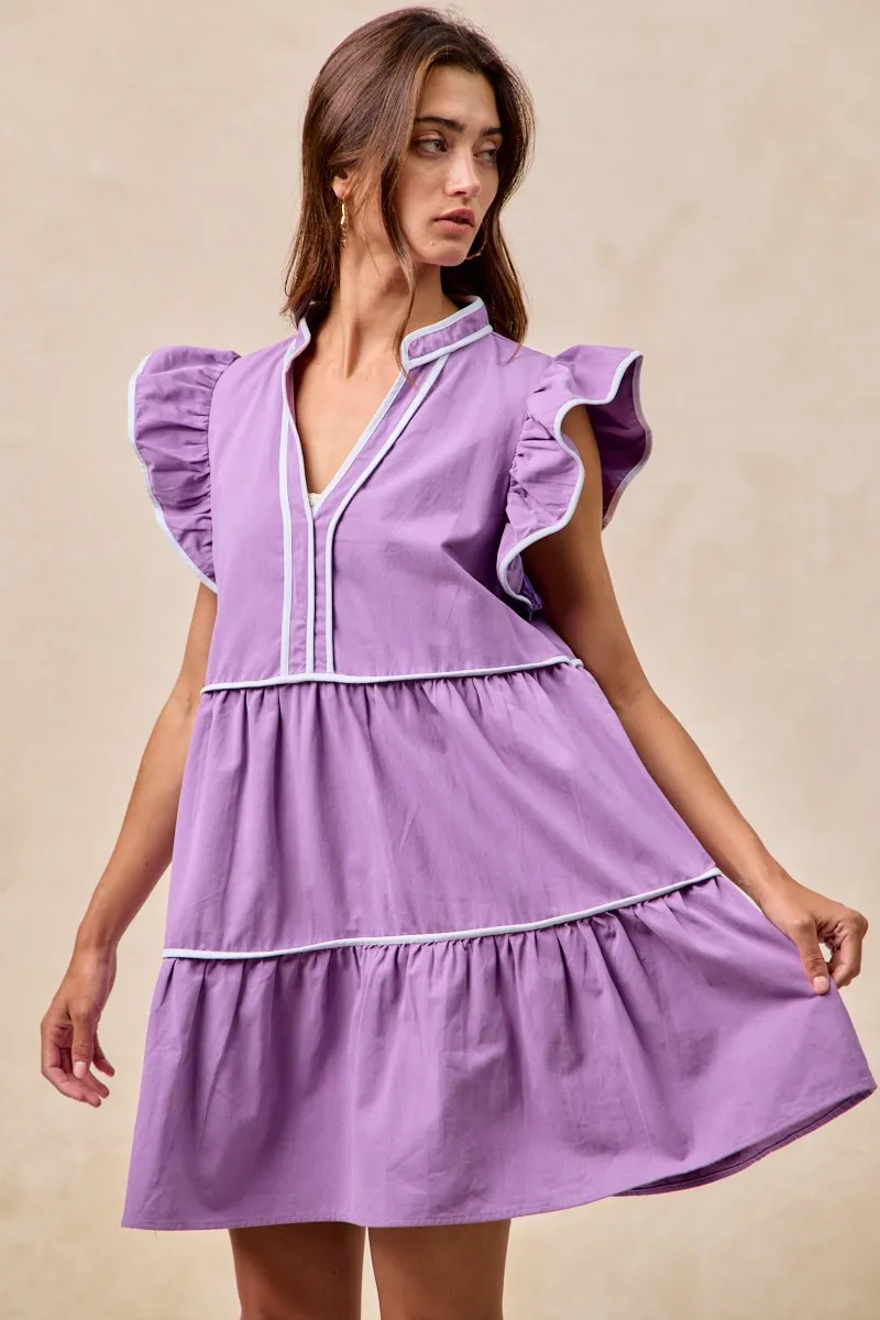 BiBi Gameday Theme Contrast Binding Ruffled Dress - Image 4