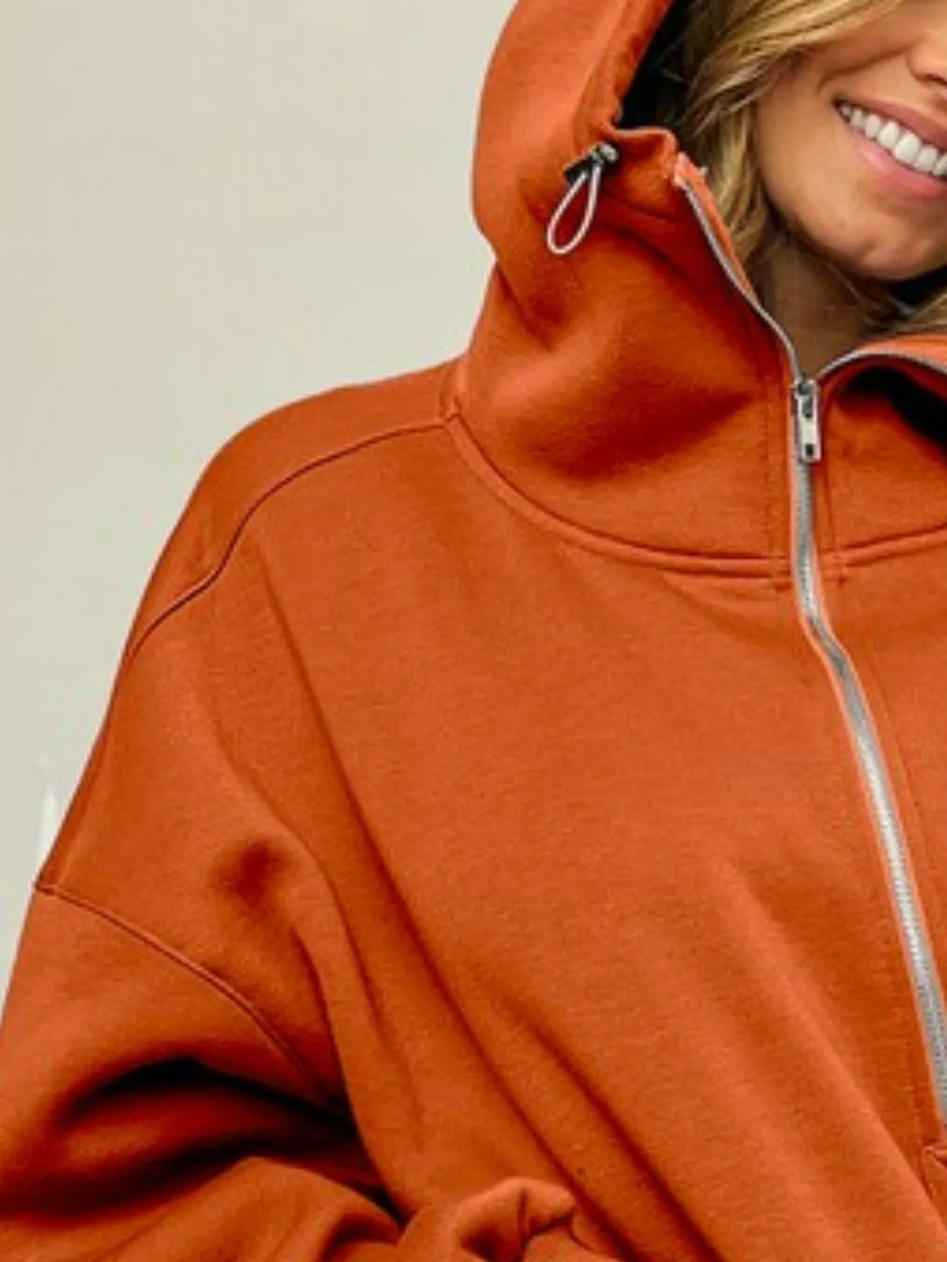 BiBi Half Zip Vintage Washed Fleece Hoodie - Image 3