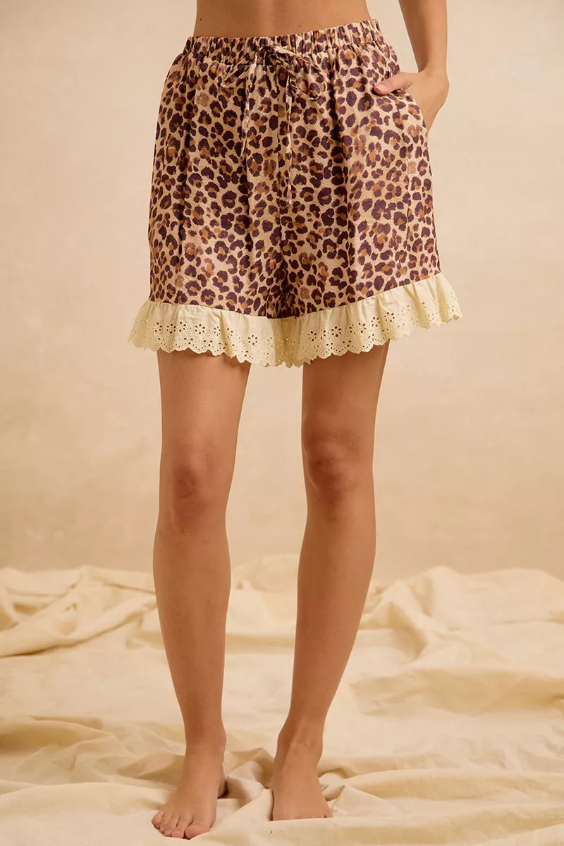 BiBi Leopard and Eyelet Lace Ruffled Top and Shorts Set - Image 8