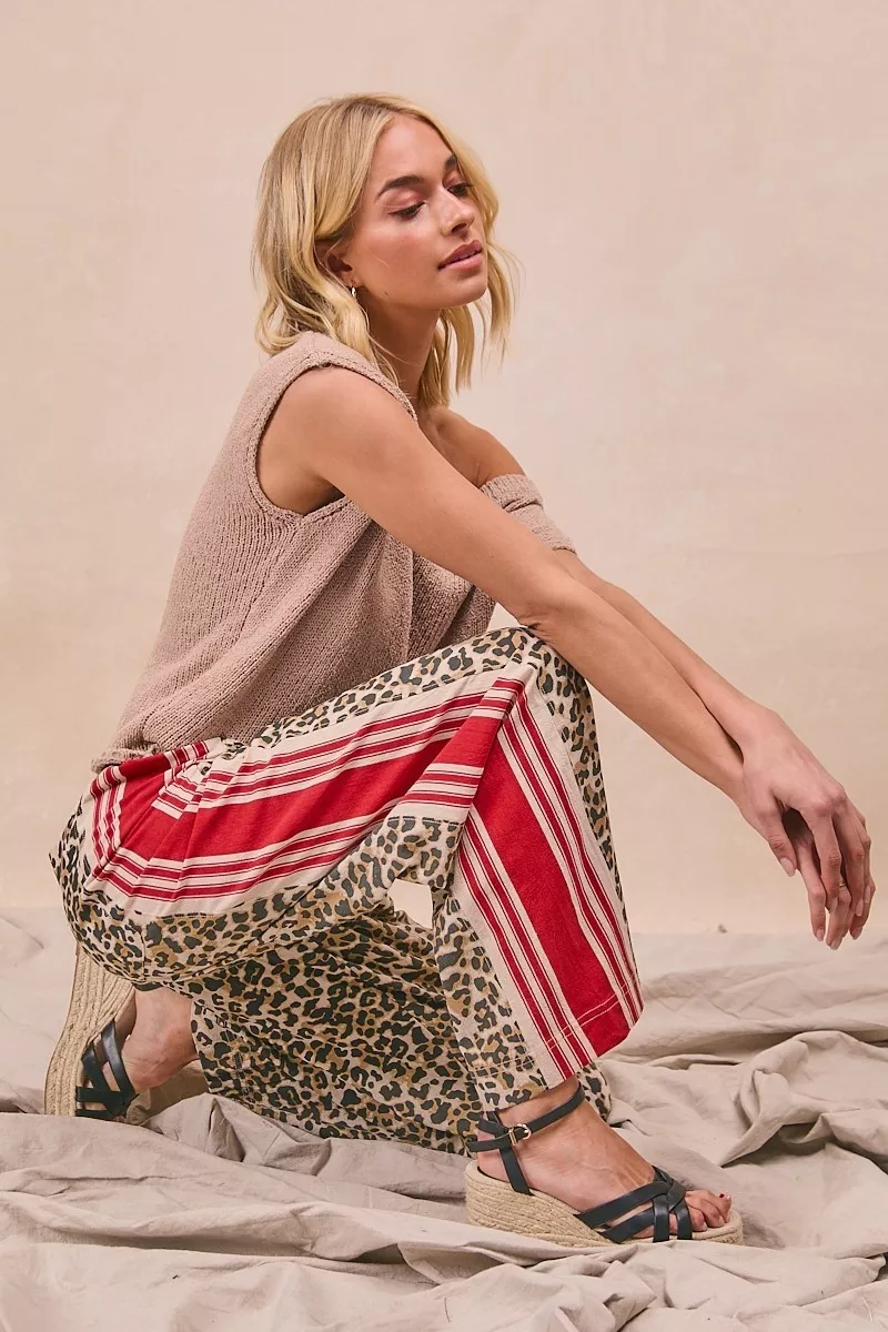 BiBi Leopard Print Pants with Side Contrast and Tucking Welt Pocke - Image 10