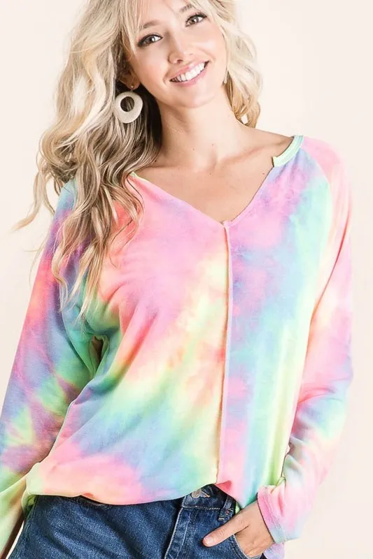 BiBi Long Sleeve Tie-Dye Terry T-Shirt - Image 3