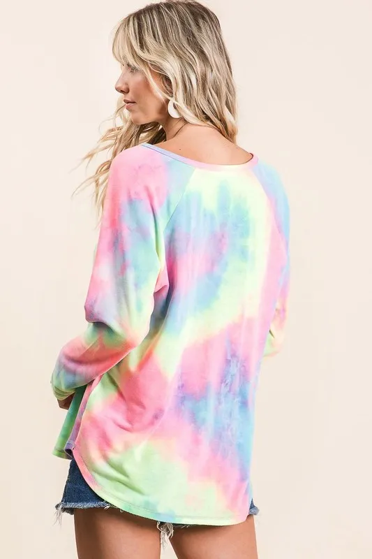 BiBi Long Sleeve Tie-Dye Terry T-Shirt - Image 5