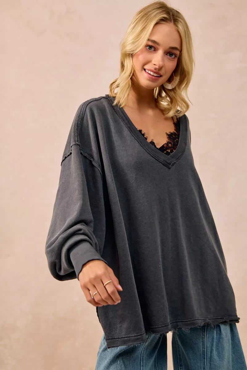 BiBi Mineral Washed French Terry Oversized Sweatshirt - Image 11