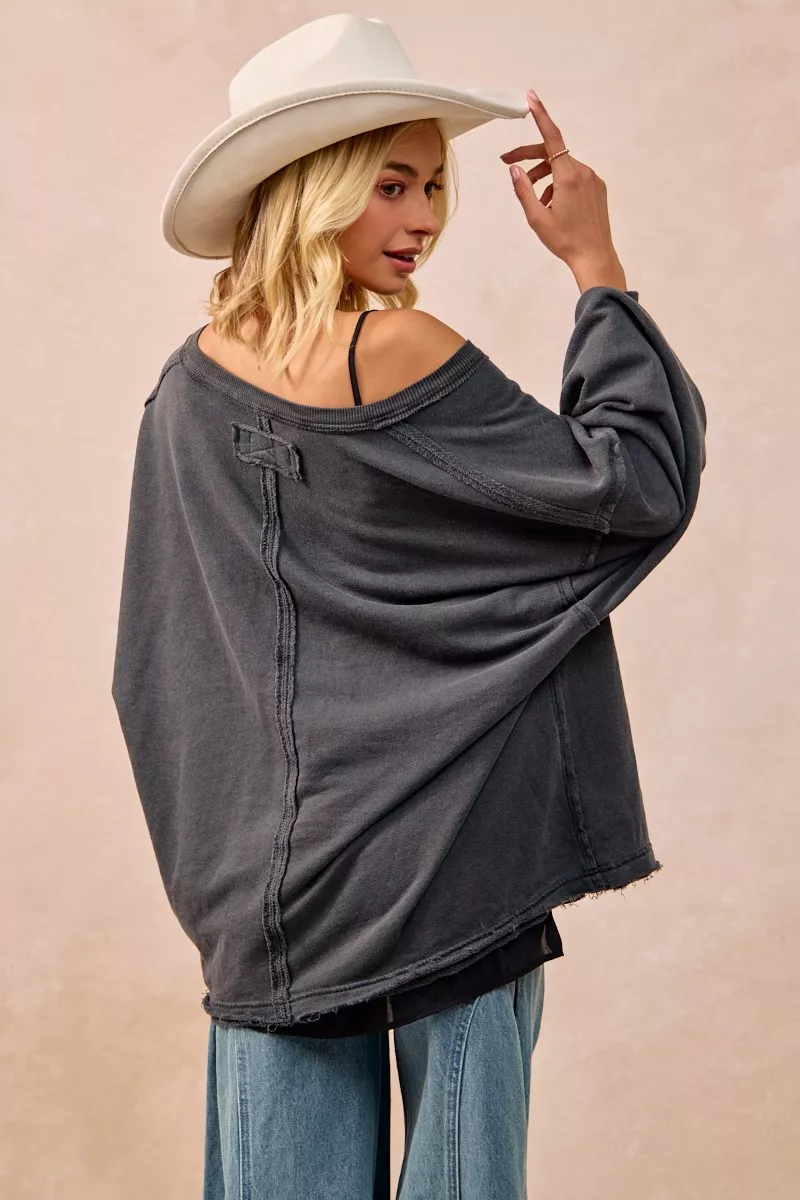 BiBi Mineral Washed French Terry Oversized Sweatshirt - Image 16