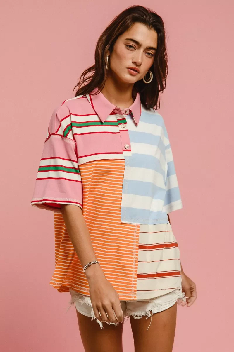 BiBi Mix And Match Stripe Color Block Shirt - Image 6
