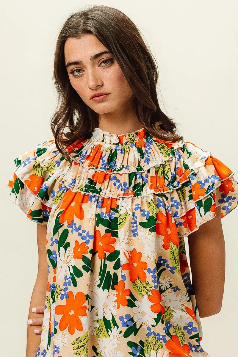 BiBi Multi Color Floral Print Woven Top - Image 13