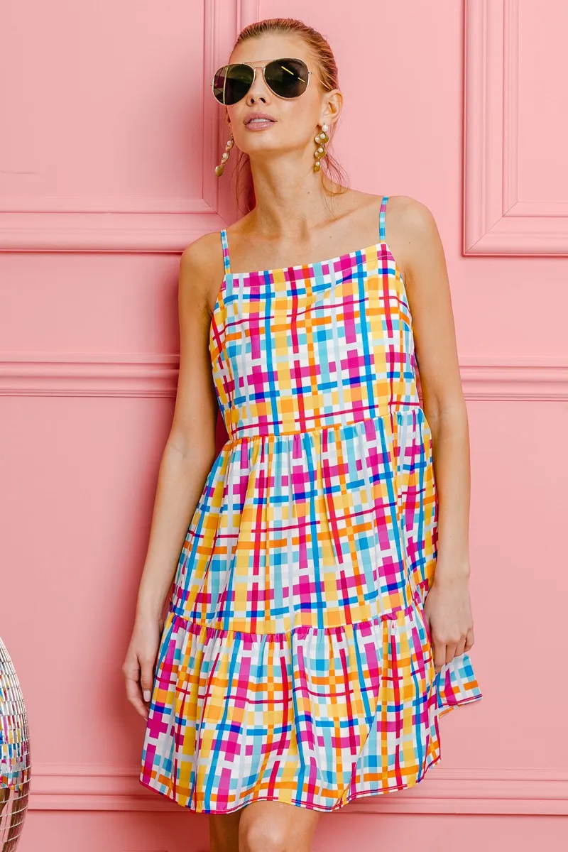 BiBi Multi Colors Plaid Sleeveless Sun Dress - Image 10