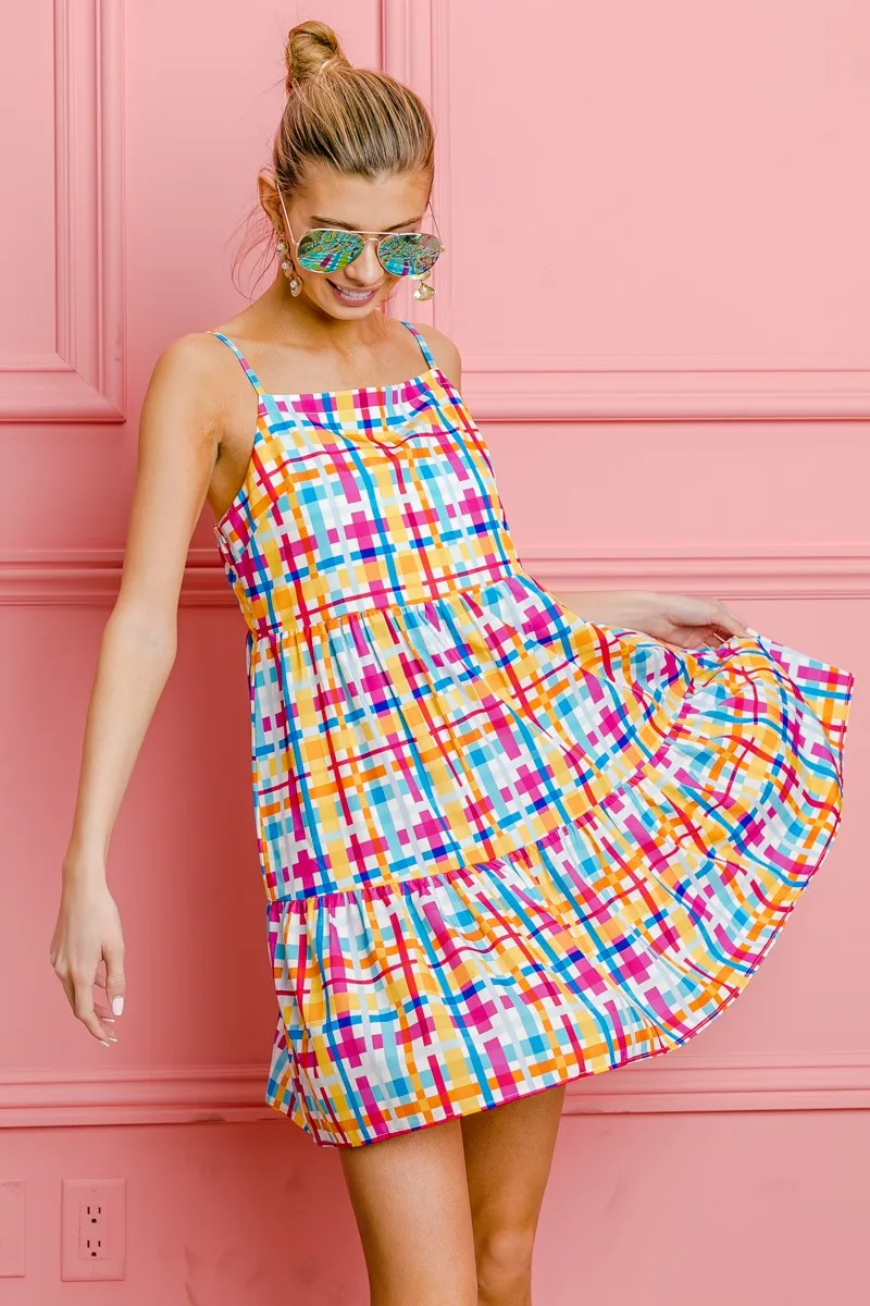 BiBi Multi Colors Plaid Sleeveless Sun Dress - Image 16
