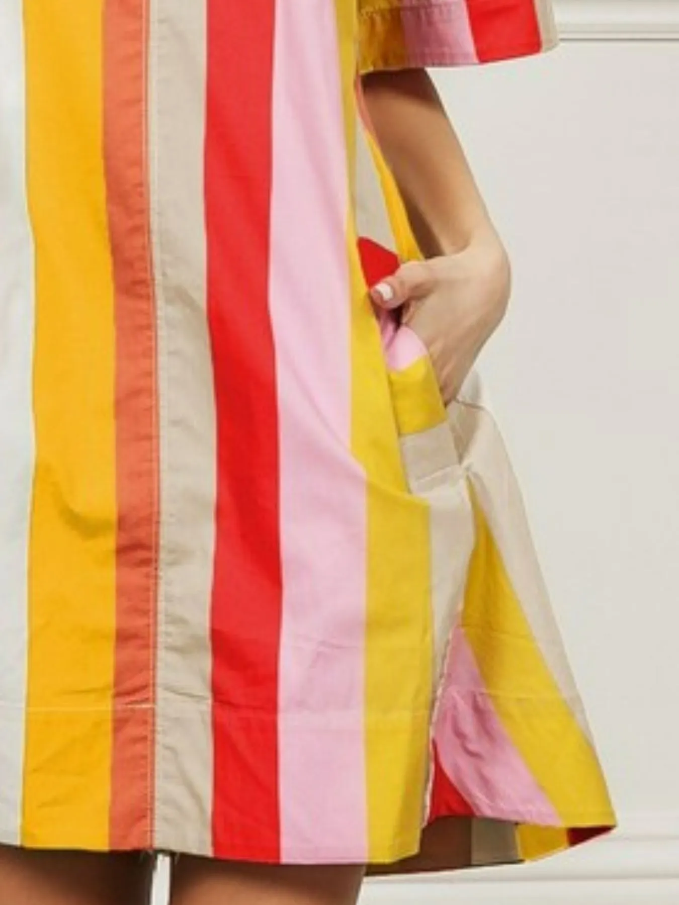 BiBi Multi Stripe Woven Flared Midi Dress - Image 2