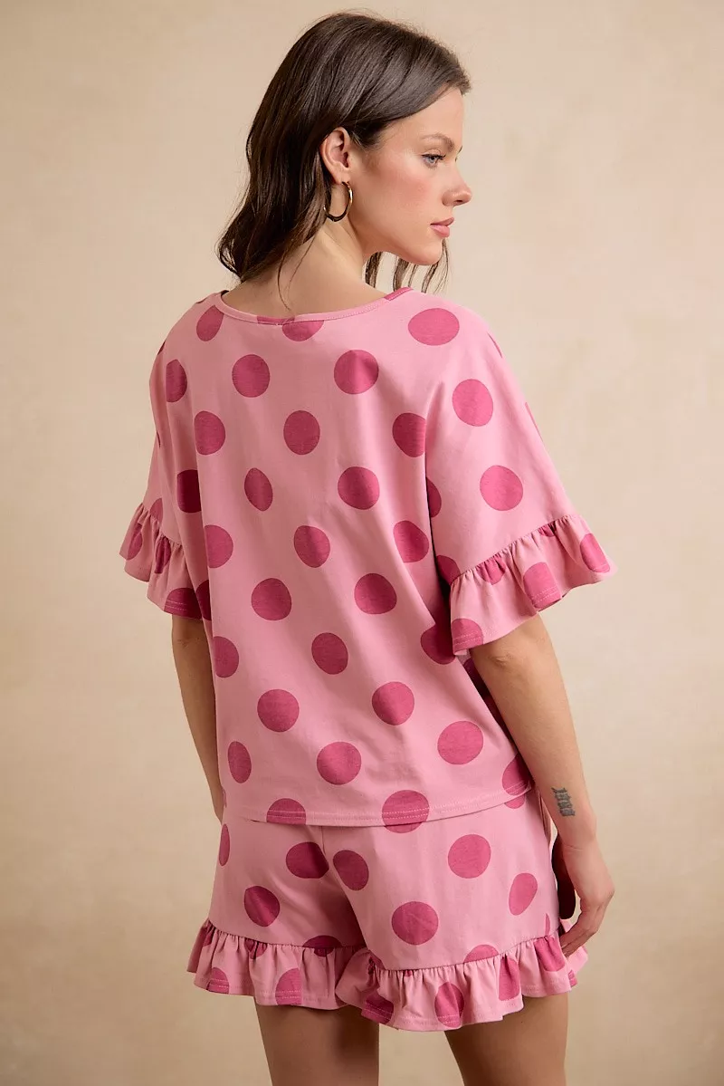 BiBi Polka Dots Printed Ruffled Detail Top And Shorts Set - Image 3