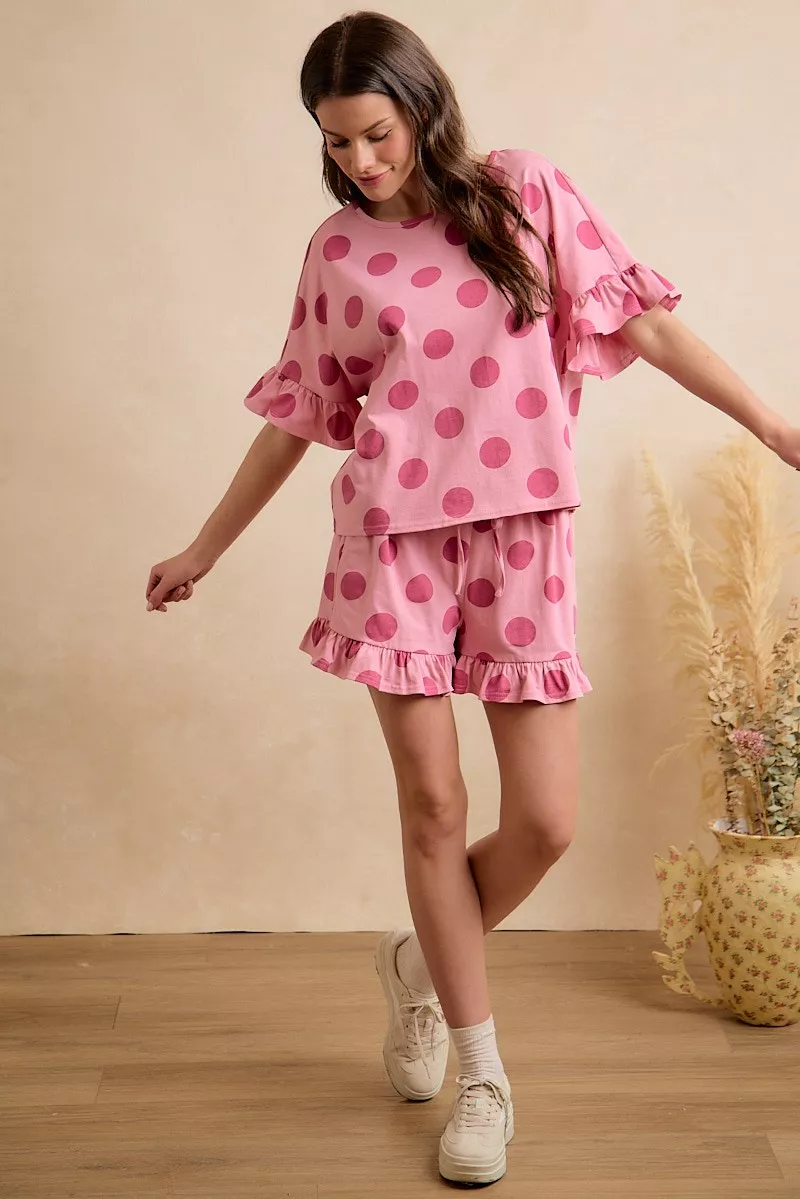 BiBi Polka Dots Printed Ruffled Detail Top And Shorts Set - Image 4