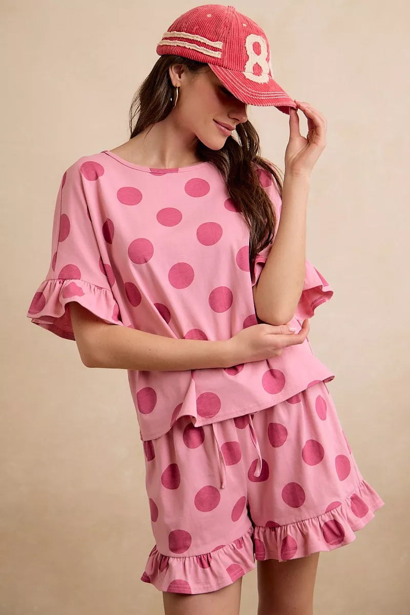 BiBi Polka Dots Printed Ruffled Detail Top And Shorts Set - Image 5