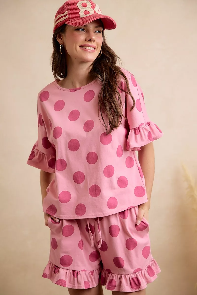 BiBi Polka Dots Printed Ruffled Detail Top And Shorts Set - Image 8