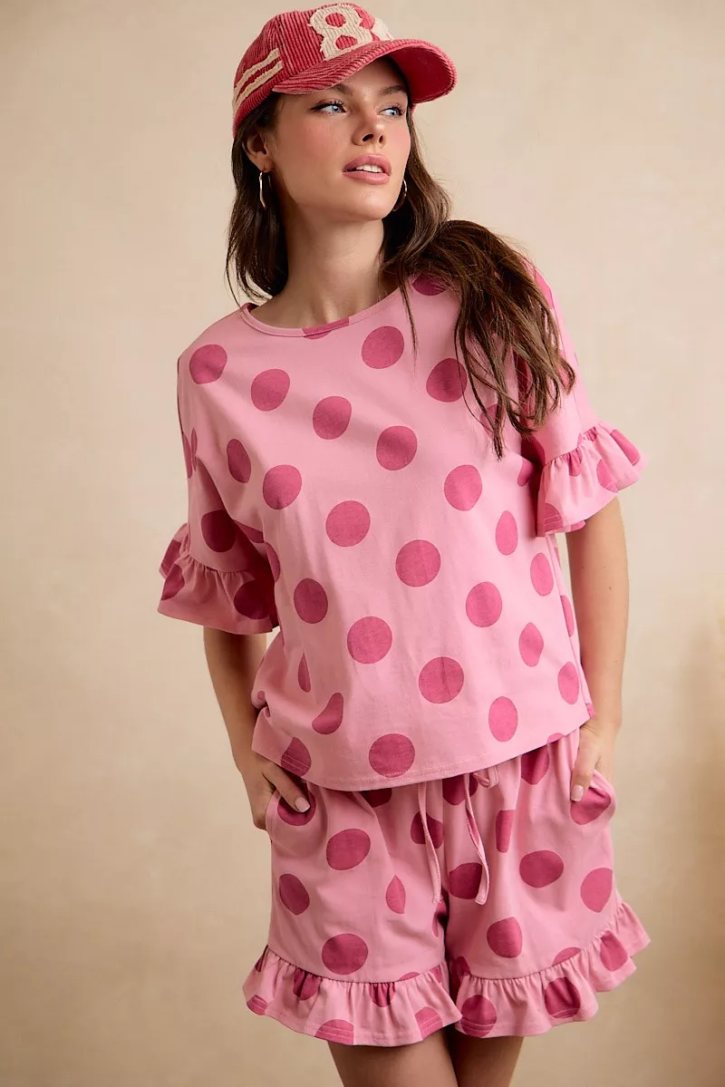 BiBi Polka Dots Printed Ruffled Detail Top And Shorts Set - Image 9