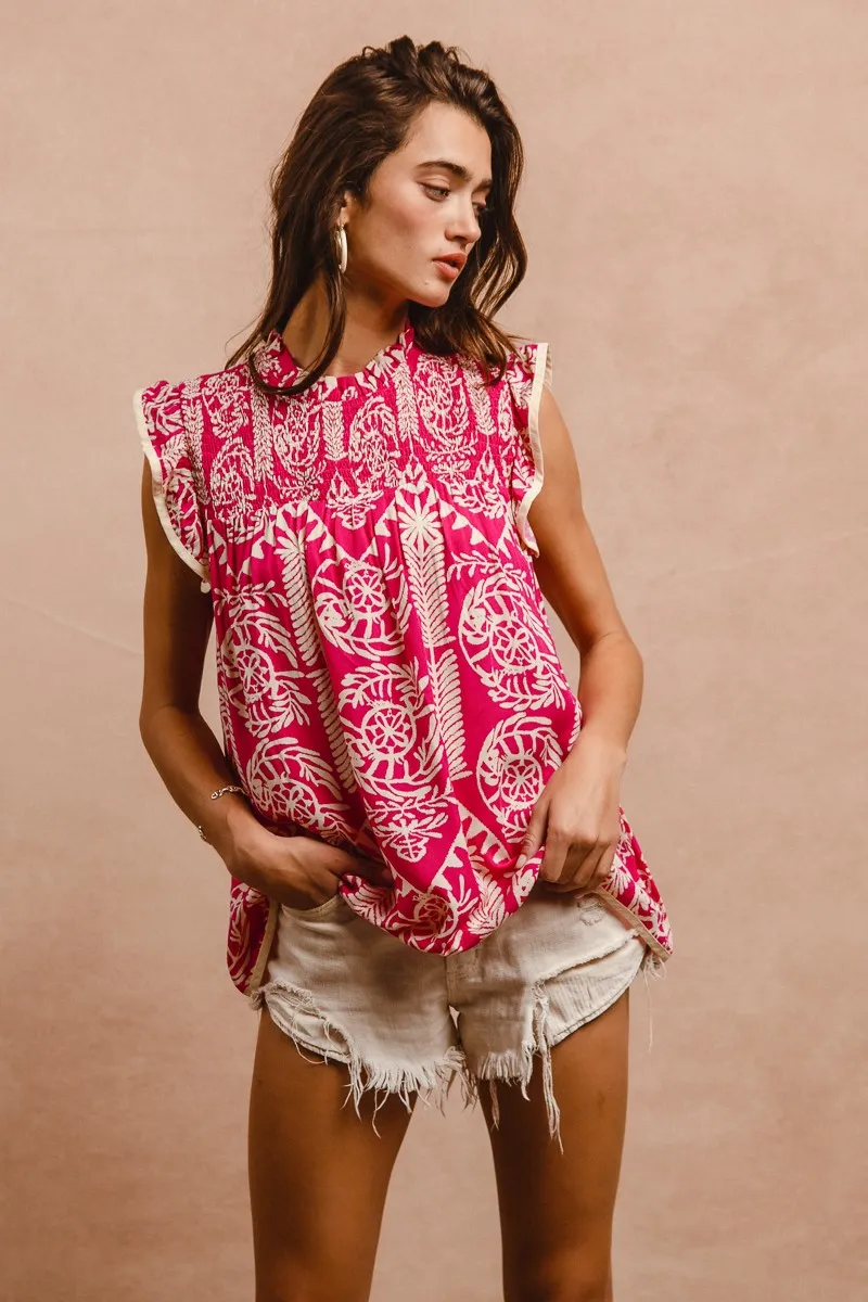 BiBi Printed Ruffle Sleeve Top - Image 13