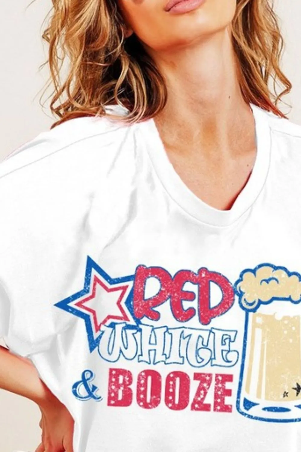 BiBi Red White and Booze Graphic Jersey Top - Image 2