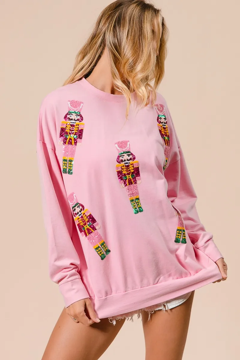BiBi Sequin Nutcrackers Embroidery Christmas Sweatshirt - Image 8