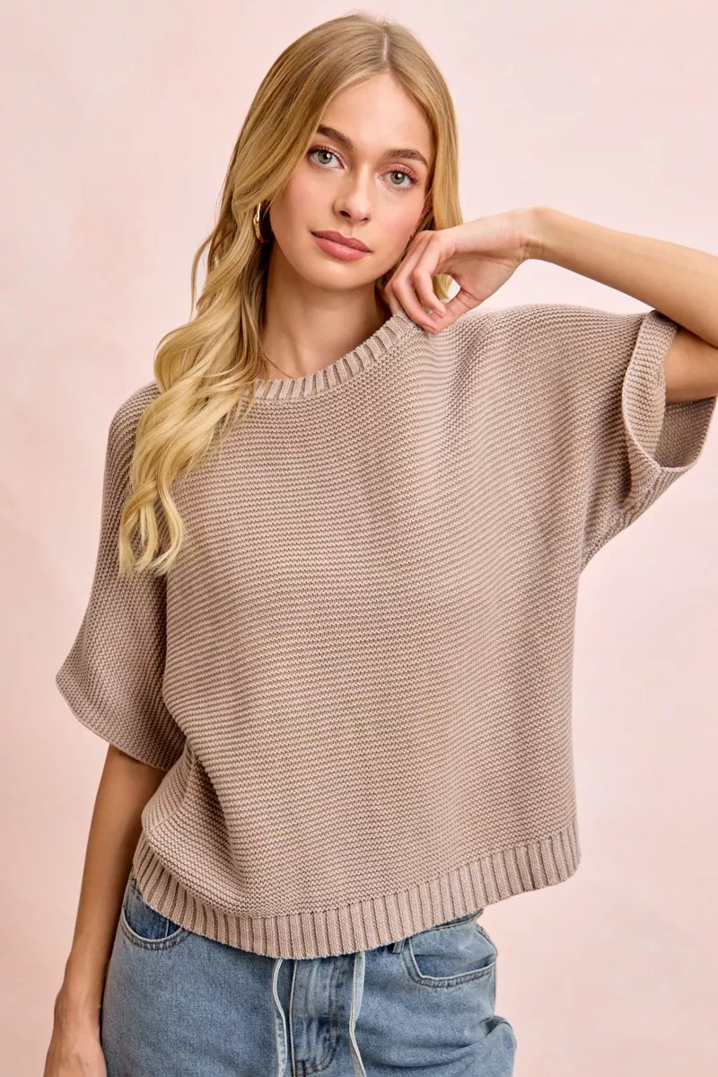 BiBi Short Dolman Sleeves Washed Knit Top - Image 11