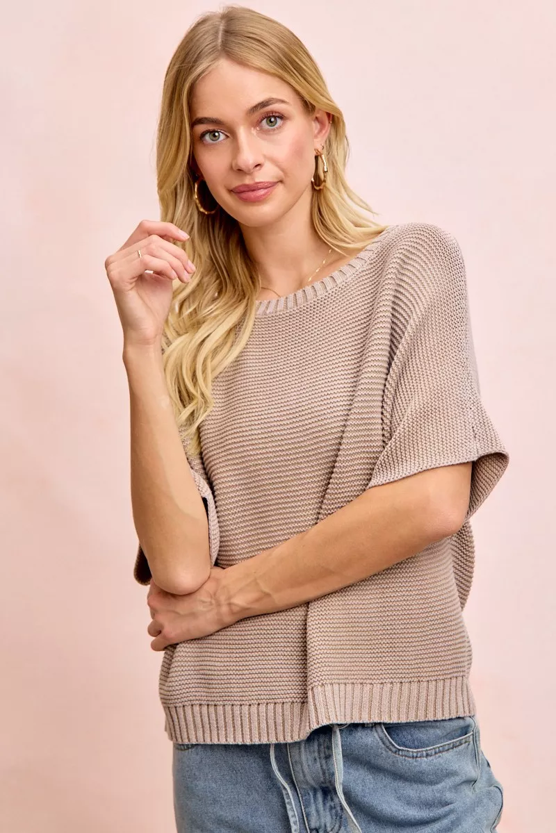 BiBi Short Dolman Sleeves Washed Knit Top - Image 12