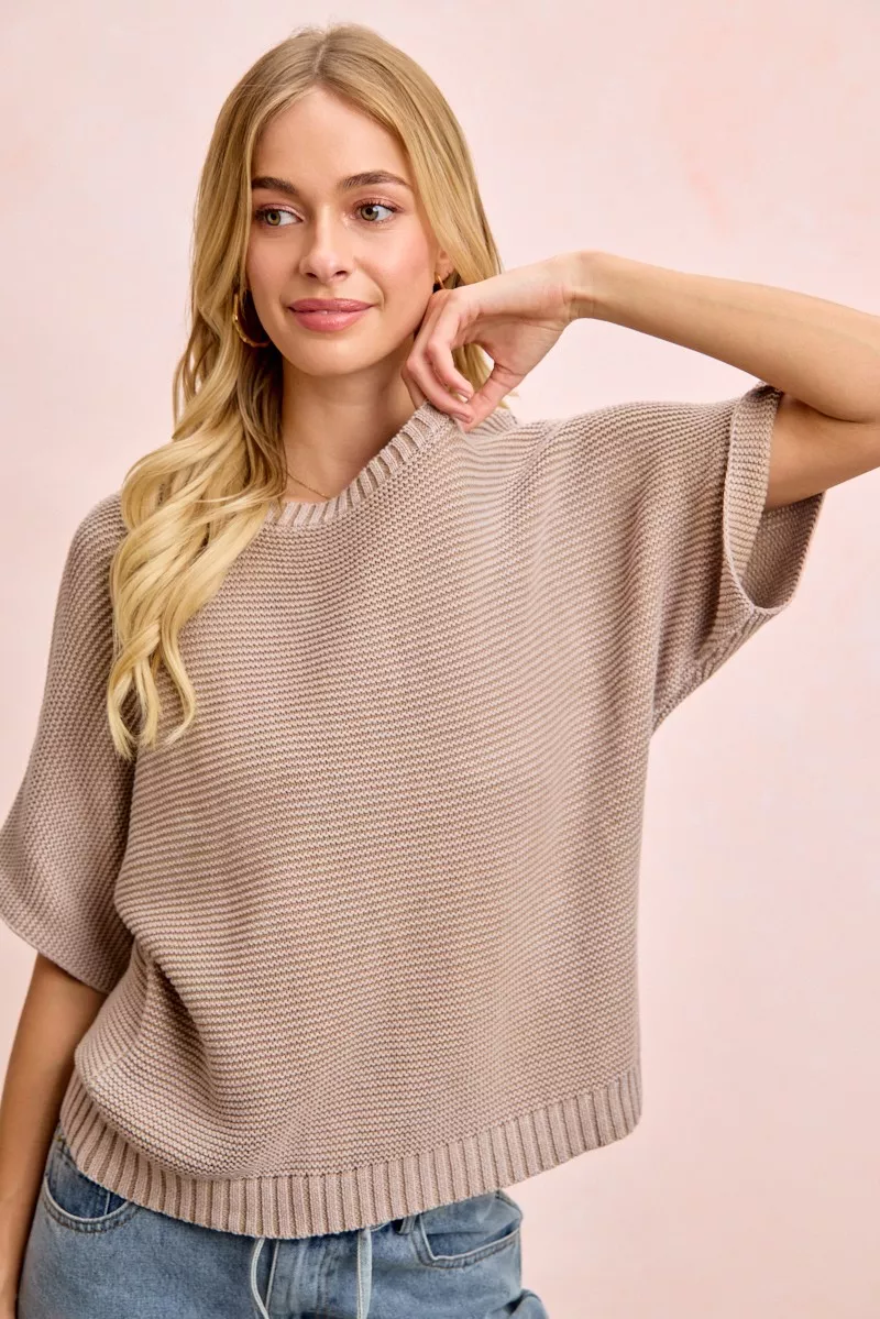 BiBi Short Dolman Sleeves Washed Knit Top - Image 14