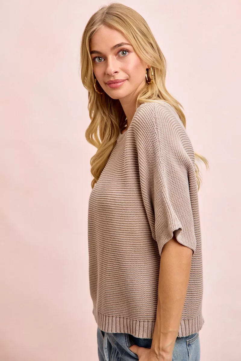 BiBi Short Dolman Sleeves Washed Knit Top - Image 2
