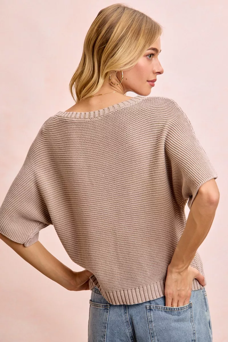 BiBi Short Dolman Sleeves Washed Knit Top - Image 3