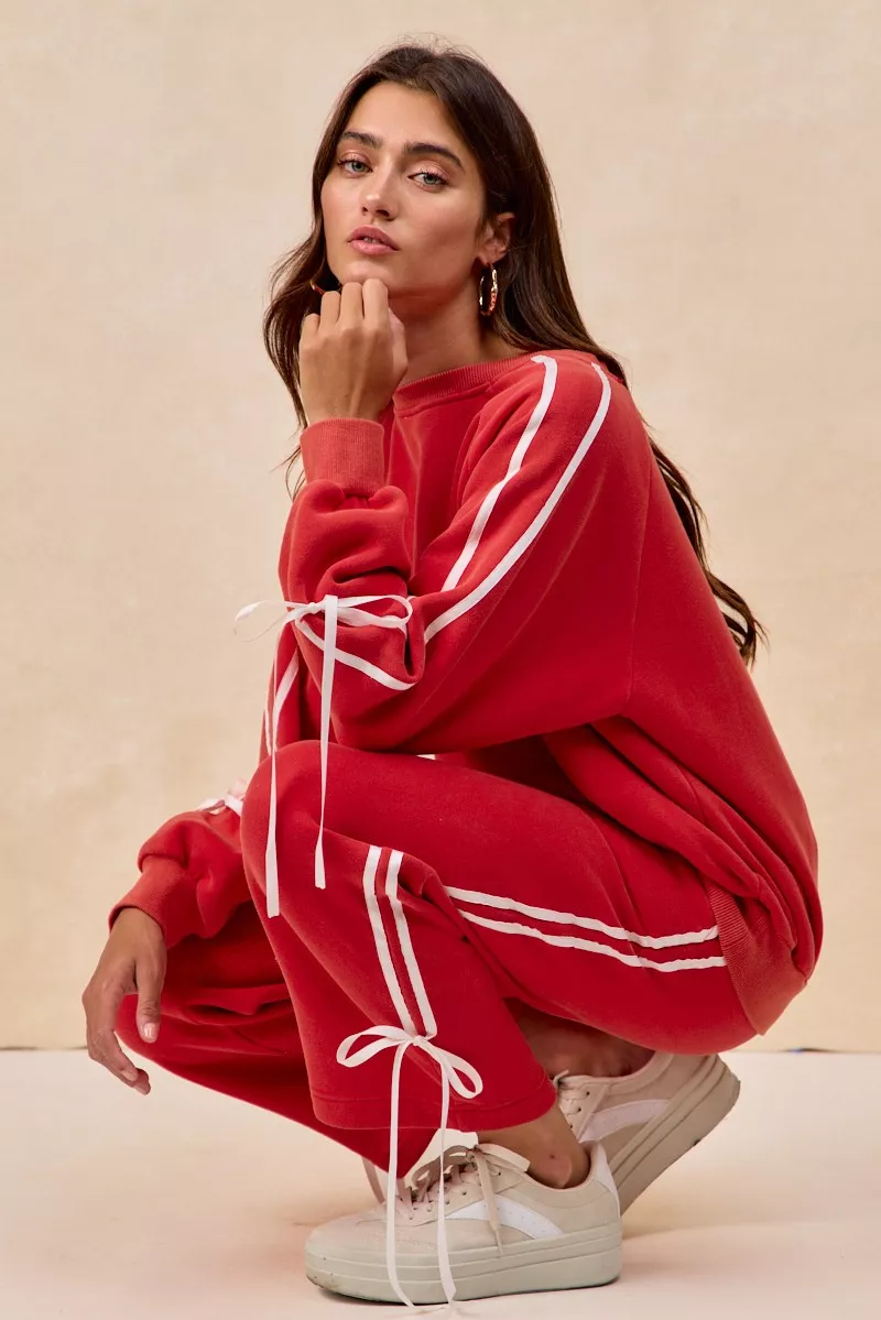 BiBi Side Lined Bow Details Fleece Sweatpants - Image 4