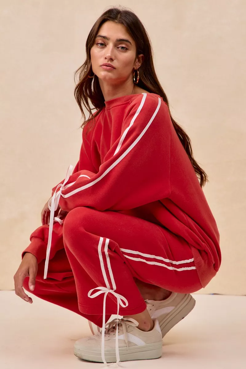 BiBi Side Lined Bow Details Fleece Sweatpants - Image 5