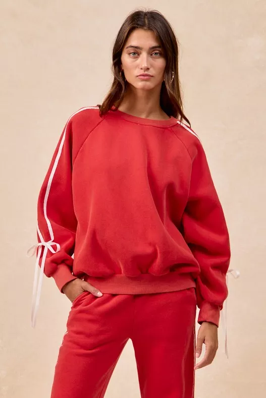 BiBi Side Lined Bow Details Fleece Sweatshirt - Image 2