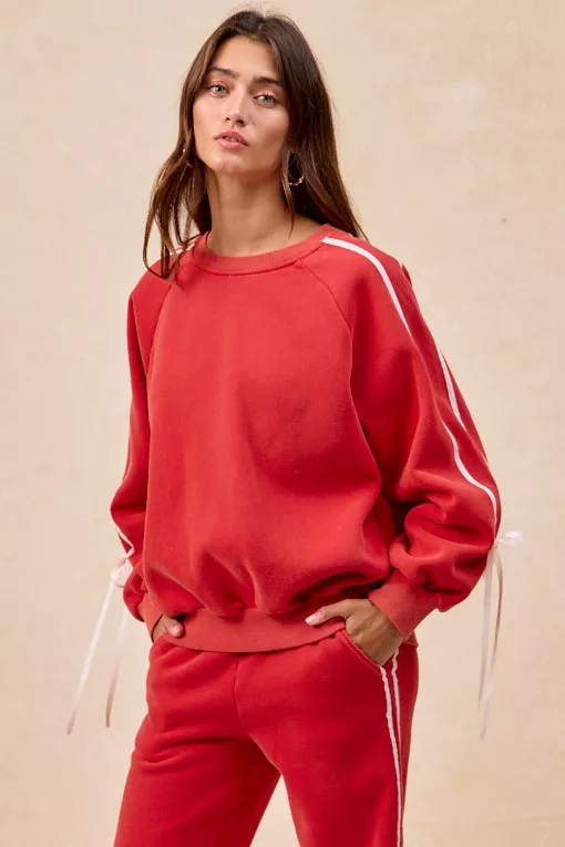 BiBi Side Lined Bow Details Fleece Sweatshirt - Image 3