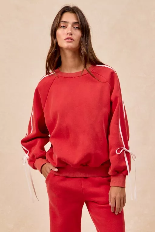 BiBi Side Lined Bow Details Fleece Sweatshirt - Image 4