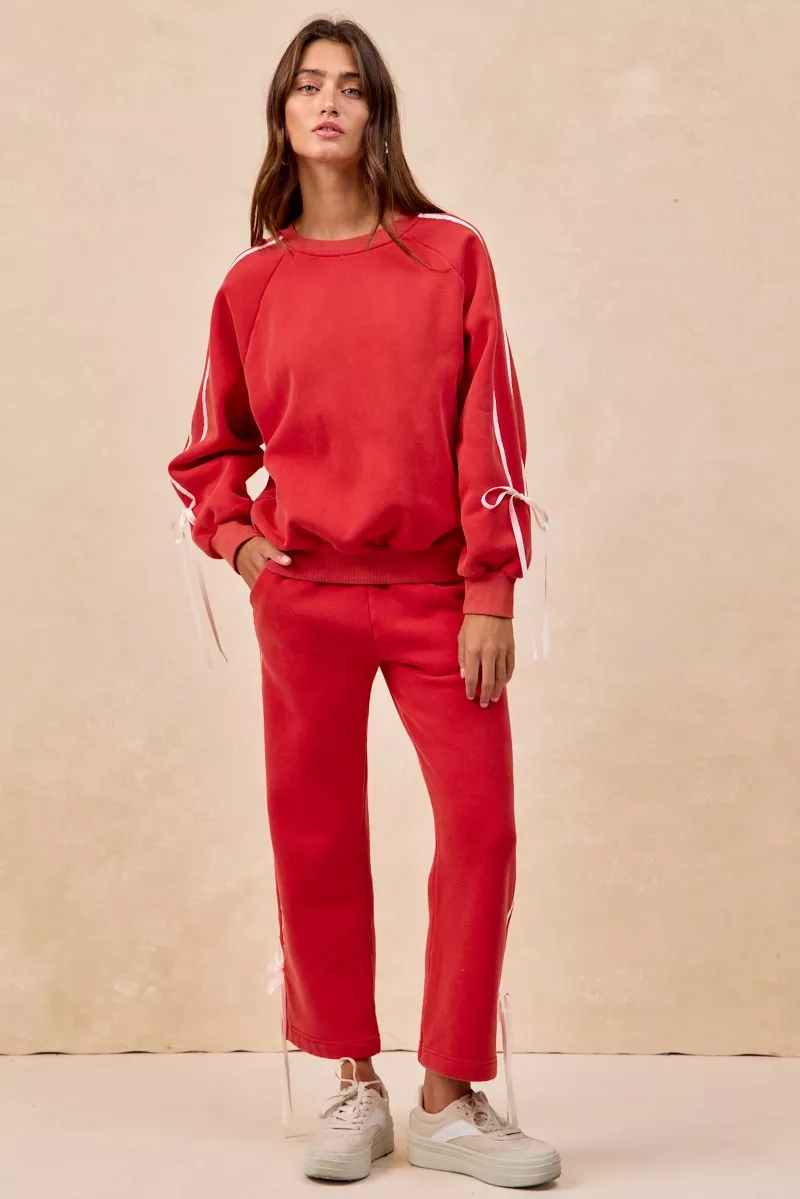 BiBi Side Lined Bow Details Fleece Sweatshirt - Image 5