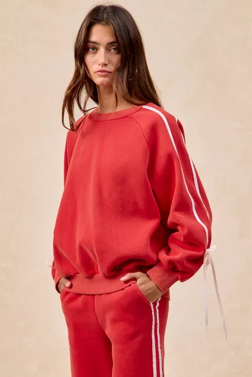 BiBi Side Lined Bow Details Fleece Sweatshirt - Image 8