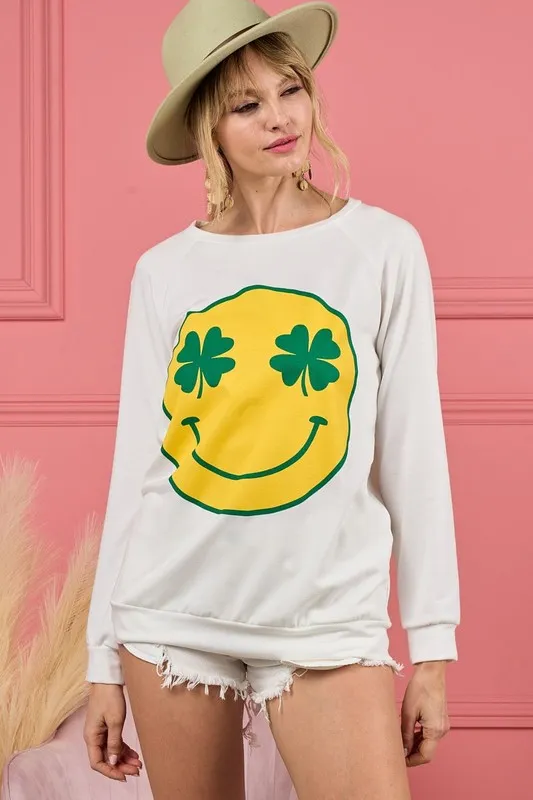 BiBi Smile Face Graphic Round Neck Long Sleeve Top - Image 4