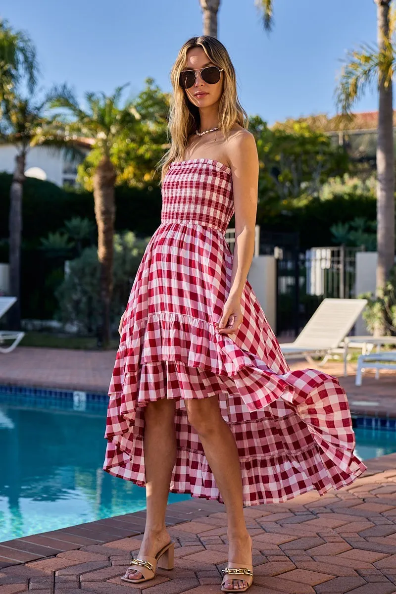 BiBi Smocked Body Off Shoulder Check Dress - Image 6