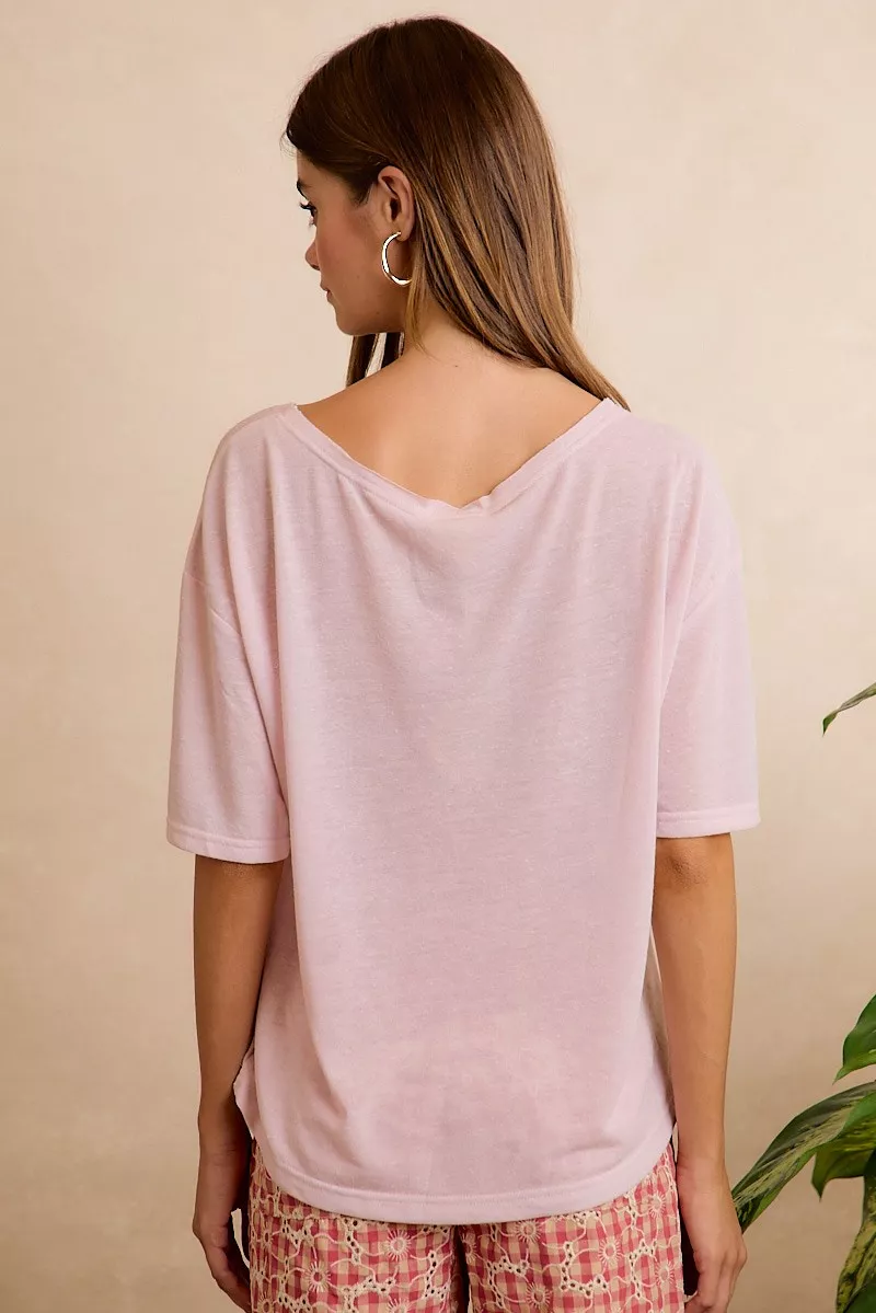 BiBi Solid Jersey Relaxed Fit Short Sleeves Pocket Top - Image 3