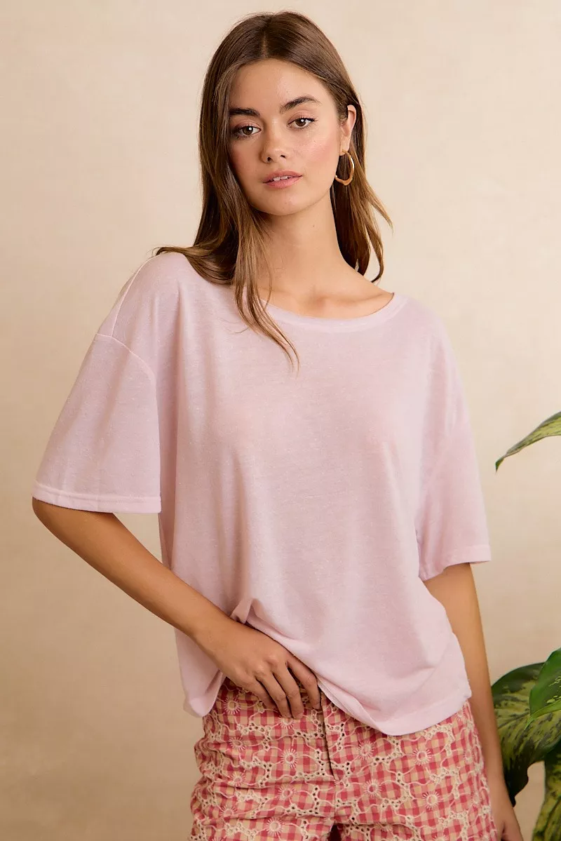 BiBi Solid Jersey Relaxed Fit Short Sleeves Pocket Top - Image 5