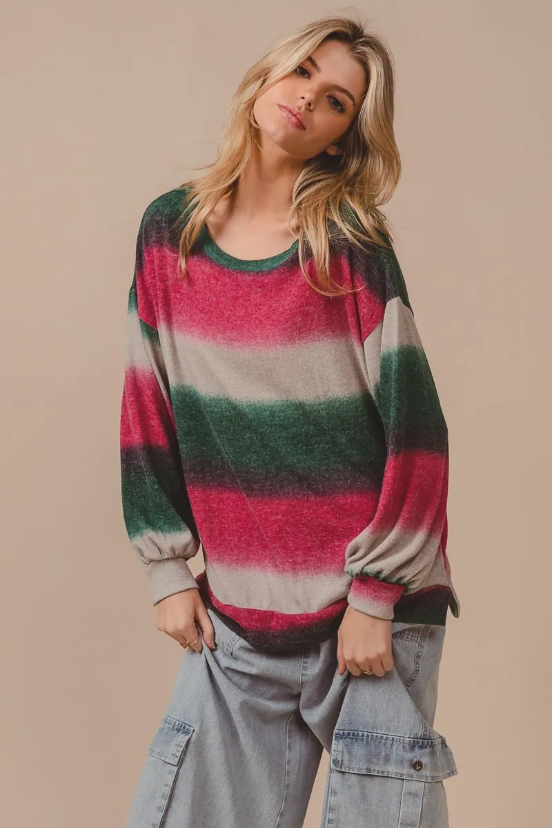 BiBi Striped Gradation Print Knit Top - Image 6
