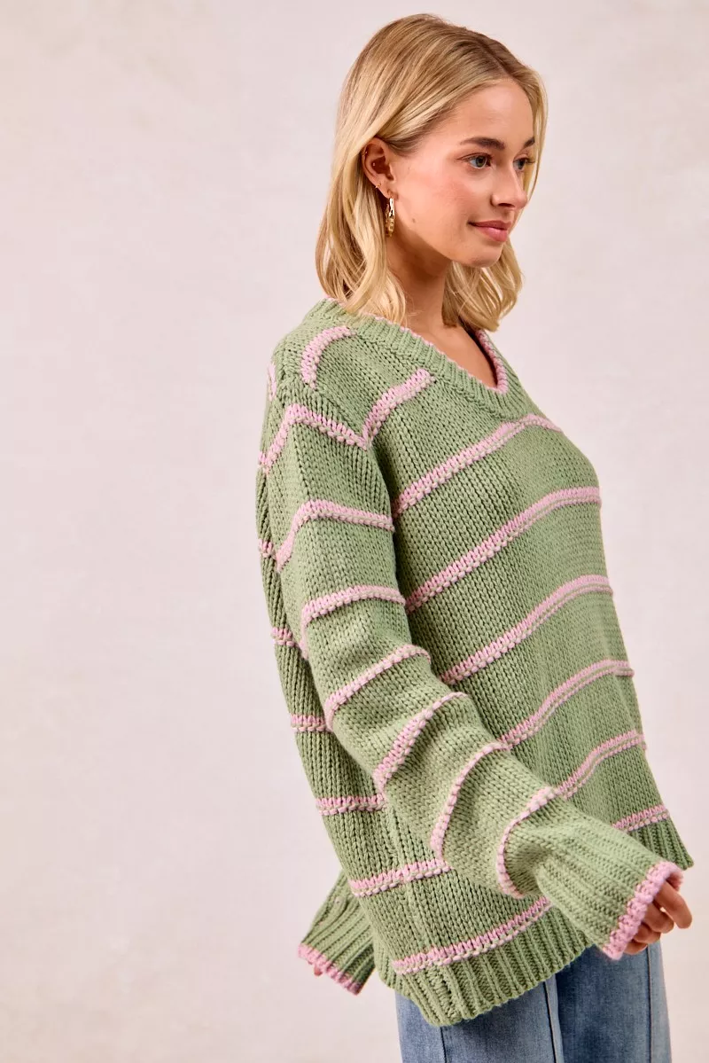 BiBi Striped Long Sleeve Sweater - Image 7