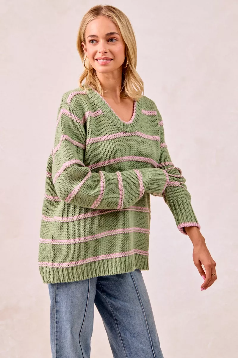 BiBi Striped Long Sleeve Sweater - Image 9