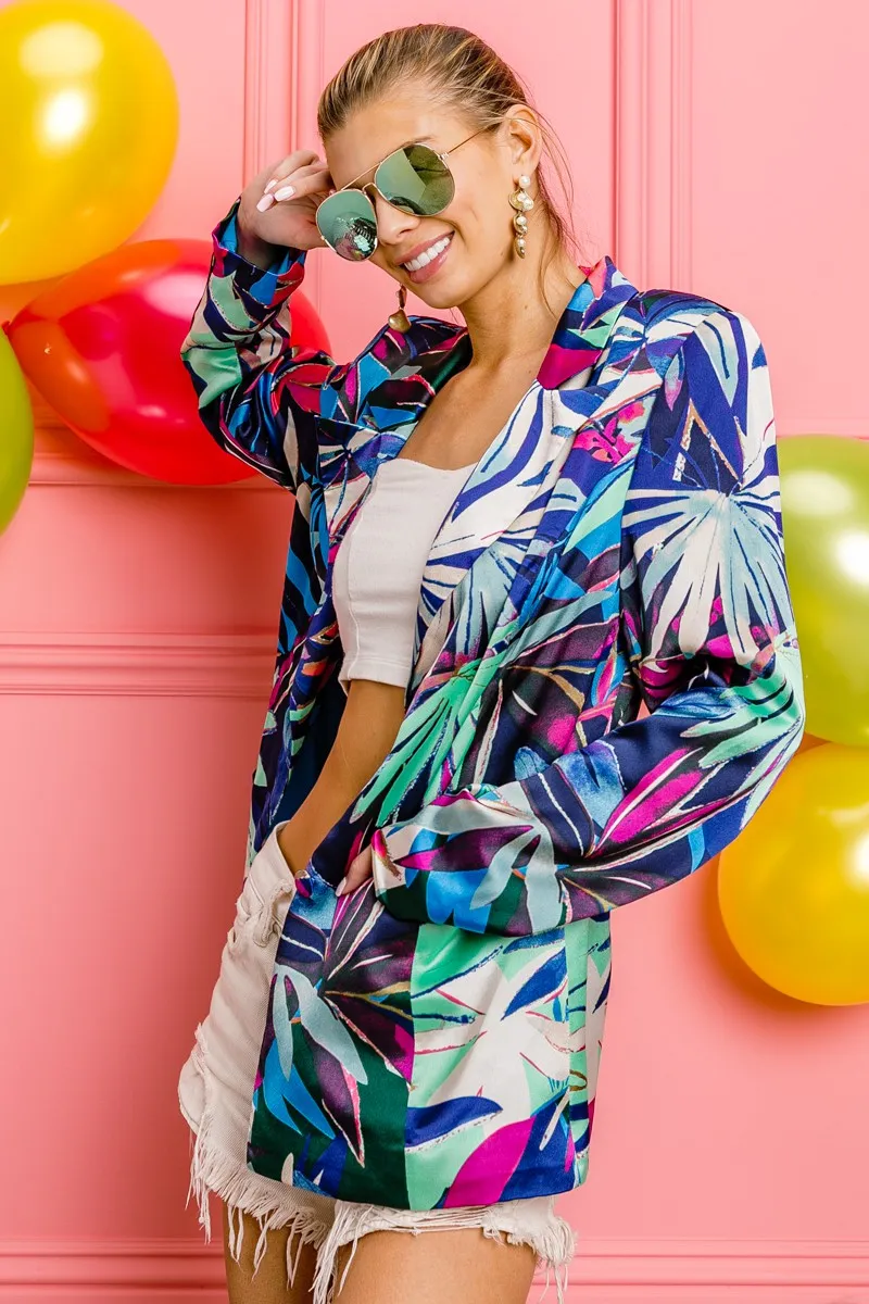 BiBi Thin Satin Tropical Single Blazer - Image 6
