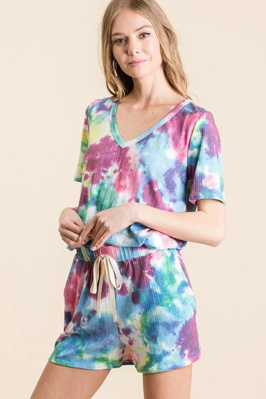 BiBi Tie Dye French Terry Casual Shorts - Image 4