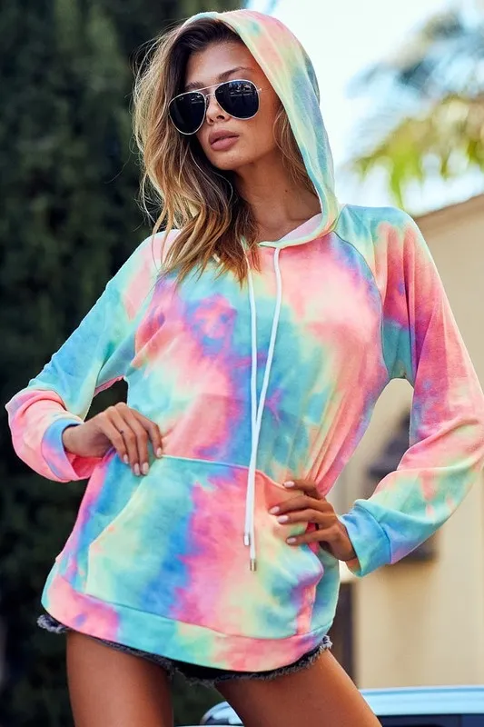 BiBi Tie Dye French Terry Hoodie with Kangaroo Pocket - Image 10