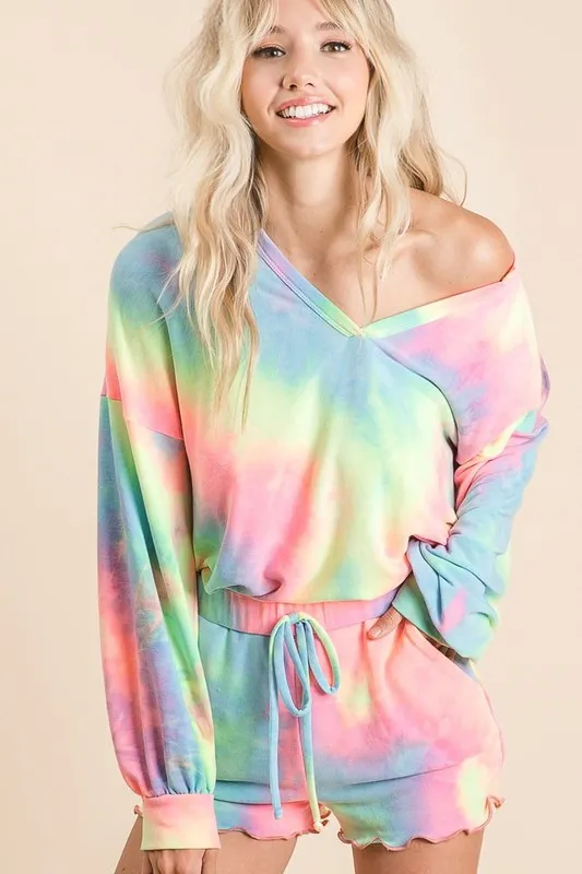 BiBi Tie Dye French Terry Top With Balloon Sleeves - Image 2